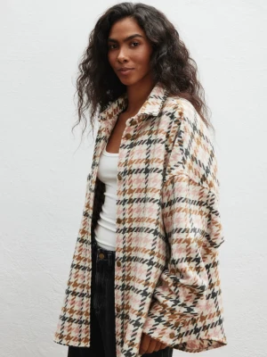 Koszula wierzchnia z wełną WIELOKOLOROWA - LAPIS 9358-S/M Marsala