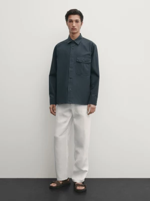 Koszula Wierzchnia Ze 100% Bawełny Z Kieszenią Na Piersi − Studio - Multicolor - - Massimo Dutti - Mężczyzna