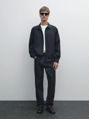Koszula Wierzchnia Ze 100% Lnu - Ciemnoszary - - Massimo Dutti - Mężczyzna