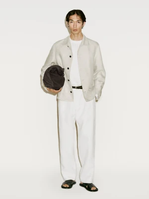 Koszula Wierzchnia Ze 100% Lnu Z Efektem Sprania − Limited Edition - Beżowy - - Massimo Dutti - Mężczyzna