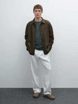 Koszula Wierzchnia Ze 100% Lnu - Zielony - - Massimo Dutti - Mężczyzna