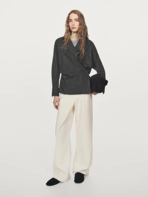 Koszula Wierzchnia Ze 100% Wełny Z Fakturą - Ciemnoszary - - Massimo Dutti - Kobieta