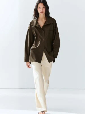 Koszula Wierzchnia Ze Stójką Z Klamrami - Khaki - Massimo Dutti - Female