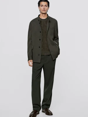 Koszula Wierzchnia Ze Stójką Z Zapięciem Total Look - Limited Edition - Zielony - Massimo Dutti - Male