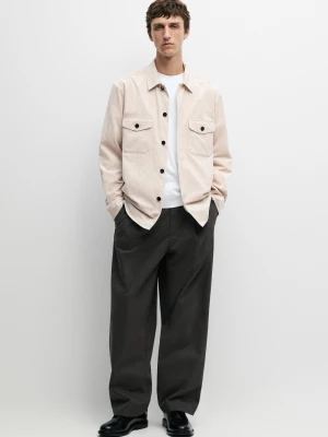 Koszula Wierzchnia Ze Sztruksowymi Kieszeniami - Beżowy - Massimo Dutti - Male