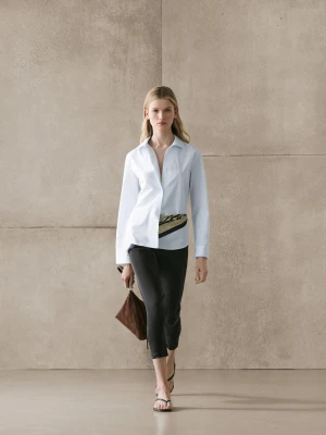 Koszula Z Bawełny I Popeliny - Błękitny - - Massimo Dutti - Kobieta