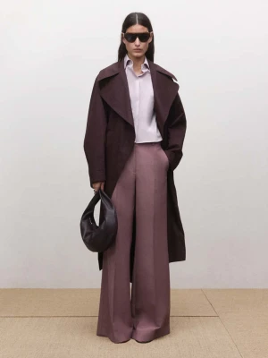 Koszula z bawełny o taliowanym kroju liliowy - Kobieta - - MANGO