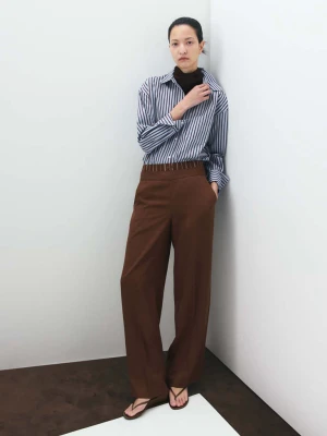 Koszula z bawełny w paski błękitny - Kobieta - - MANGO