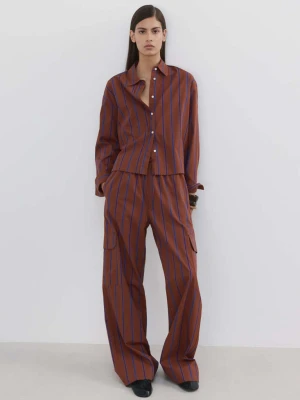 Koszula z bawełny w paski rudy - Kobieta - - MANGO