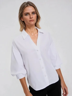 Koszula z bufiastymi rękawami biała Moodo