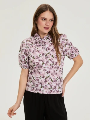 Koszula z bufiastymi rękawami fioletowa Moodo