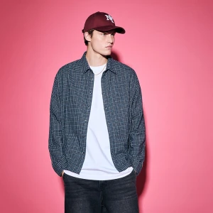 Koszula z długim rękawem w czarno-niebieską kratę House