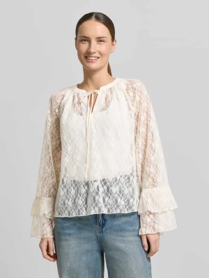 Koszula z długim rękawem w koronkowym wyglądzie w kroju regular fit model 'LOULOU' Vero Moda