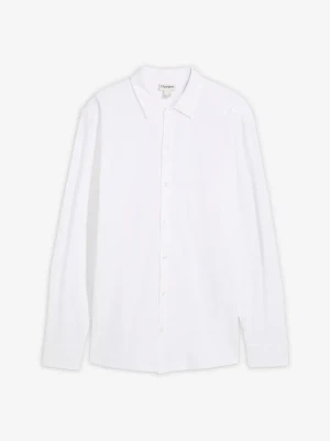 Koszula z długim rękawem, z bawełnianej piki z dużą zawartością stretchu, slim fit BonPrix biały
