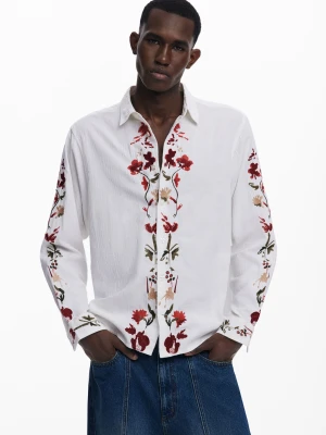 Koszula z długim rękawem z haftowanymi kwiatami Desigual