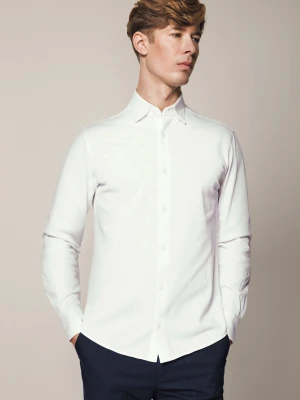 Koszula z Dzianiny Bawełnianej Biała Slim Danielle Lancerto