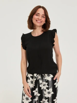 Koszula z falbankami czarna Moodo