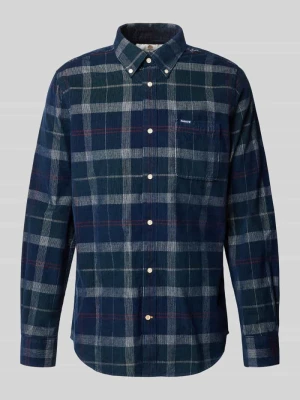 Koszula z flaneli o kroju tailored z brustaszą Barbour Granatowy