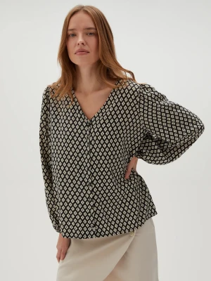 Koszula z geometrycznym wzorem czarna Moodo