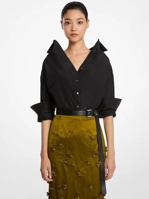 Koszula z jedwabiu i bawełnianej tafty z kołnierzykiem portretowym MICHAEL KORS COLLECTION