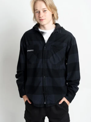 Koszula z kapturem w czarno-szarą kratę Reporter