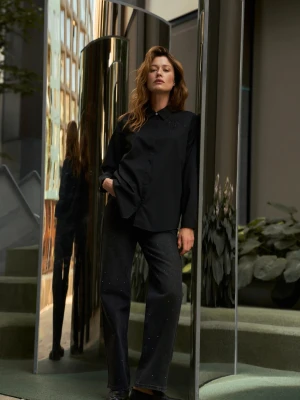 Koszula z kołnierzykiem czarna Moodo