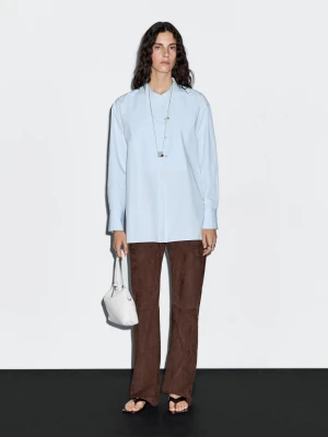 Koszula Z Kołnierzykiem I Śliniakiem - Jasnoniebieski - - Massimo Dutti - Kobieta