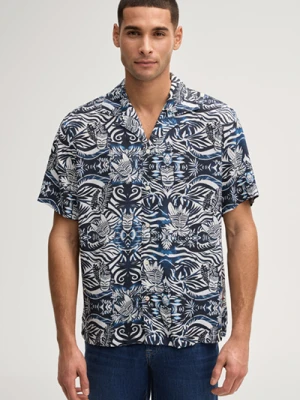 Koszula z krótkim rękawem Hanes w niebiesko-białe wzory Joop