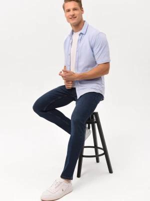 Koszula z krótkim rękawem niebieska, Slim Fit, C-XEWIR Volcano