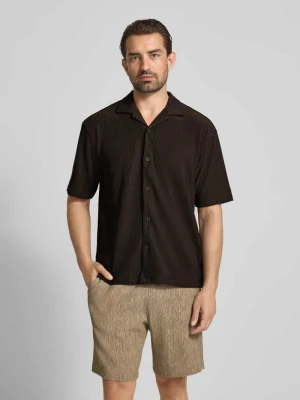 Koszula z krótkim rękawem o kroju relaxed fit z efektem prążkowania JAKE*S STUDIO MEN