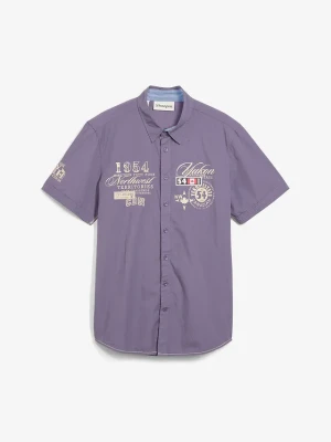 Koszula z krótkim rękawem, slim fit BonPrix fioletowy