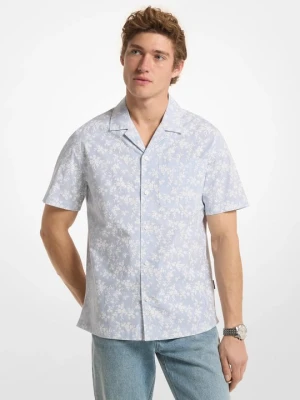 Koszula z krótkim rękawem z elastycznej bawełny w kwiaty Michael Kors CHAMBRAY (Niebieski)
