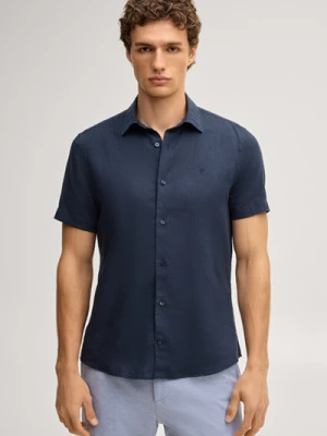 Koszula z krótkim rękawem z mieszanki lnu Pit w kolorze granatowym Joop