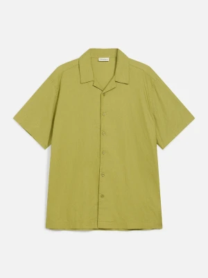 Koszula z krótkim rękawem z przewiewnej mieszanki lnu, loose fit BonPrix zielony