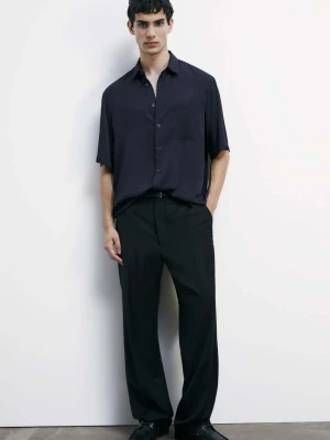 Koszula z krótkim rękawem z wiskozowego diagonalu PATRIZIA PEPE