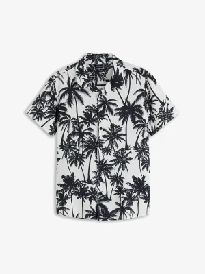 Koszula z krótkim rękawem, z wiskozy, slim fit BonPrix biały