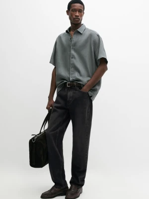 Koszula Z Krótkim Rękawem Ze 100% Lnu - Szary - - Massimo Dutti - Mężczyzna