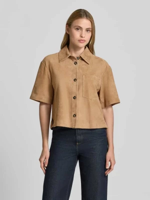 Koszula z krótkim rękawem ze skóry koziej welurowej Marc O'Polo