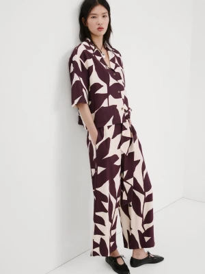 Koszula z krótkimi rękawami i wzorem kremowy / écru - Kobieta - - MANGO