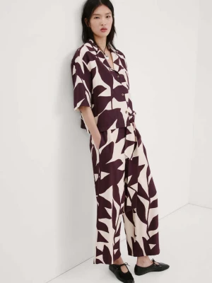 Koszula z krótkimi rękawami i wzorem kremowy / écru - Kobieta - - MANGO