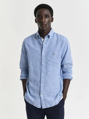 Koszula z lnu i bawełny w paski regular fit GANT