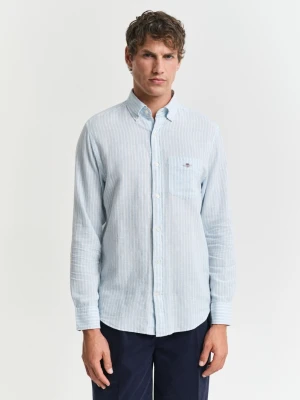 Koszula z lnu i bawełny w paski Regular Fit GANT