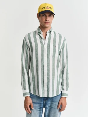 Koszula z lnu i bawełny w szerokie paski regular fit GANT
