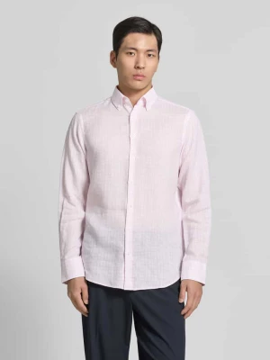 Koszula z lnu o kroju regular fit z kołnierzykiem typu button down Christian Berg Men