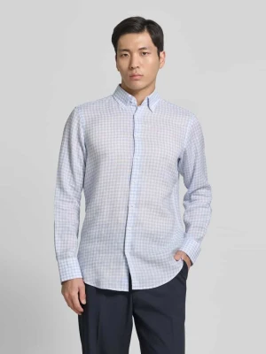 Koszula z lnu o kroju regular fit z kołnierzykiem typu button down Christian Berg Men