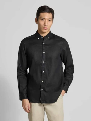 Koszula z lnu o kroju regular fit z kołnierzykiem typu button down Scotch & Soda