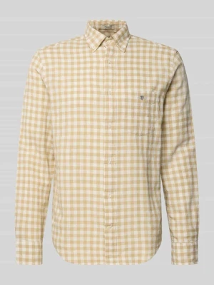 Koszula z lnu z dodatkiem bawełny o kroju regular fit model „GINGHAM” Gant