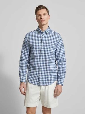 Koszula z lnu z dodatkiem bawełny o kroju regular fit model „GINGHAM” Gant