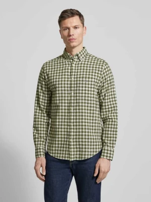 Koszula z lnu z dodatkiem bawełny o kroju regular fit model „GINGHAM” Gant