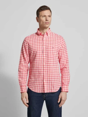 Koszula z lnu z dodatkiem bawełny o kroju regular fit model „GINGHAM” Gant